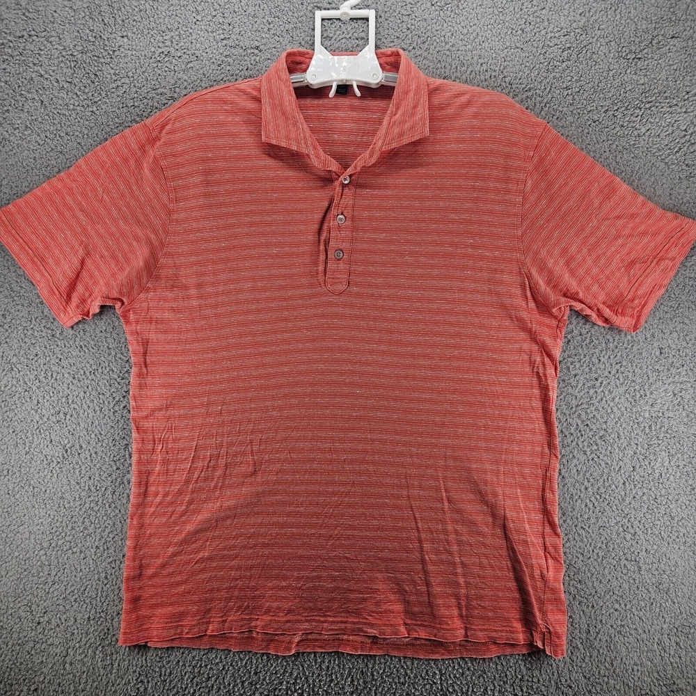 Peter Millar Shirt Men's Orange & White Striped Polo Size XL 100% Cotton
